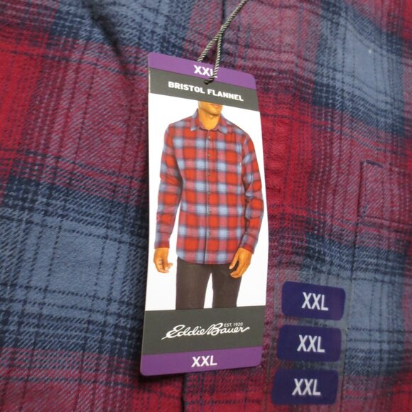 NWT EDDIE BAUER mens BRISTOL FLANNEL burgundy PLAID long sleeve WESTERN size XXL - Picture 6 of 9